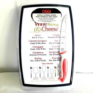 OGGI Cheese and Wine Pairing Cutting Board with Knife Kitchen Tools Bar Garden